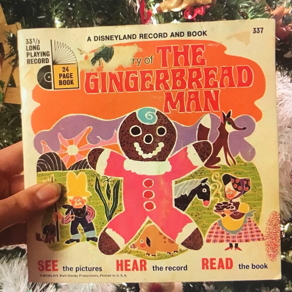 1970 The Gingerbread Man Disneyland Record & Book - Pink Gingerbread Cover